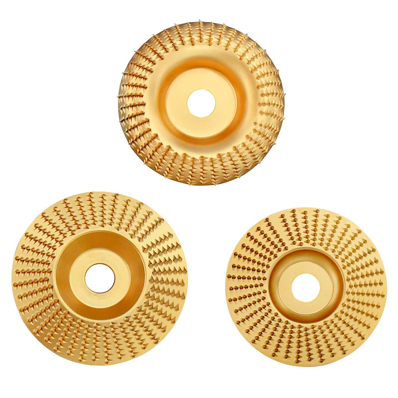 Angle Grinder Wood Disc Set,Three Pcs Wood Carve Kit, 4" and 1/2 with 5/8" Arbor for Angle Grinder, Wood Shaping Wheel, Stump Grinding Tools for Cutting,Grinding,Carving (3 PCS Carving Disc Set) 3 PCS Carving Disc Set