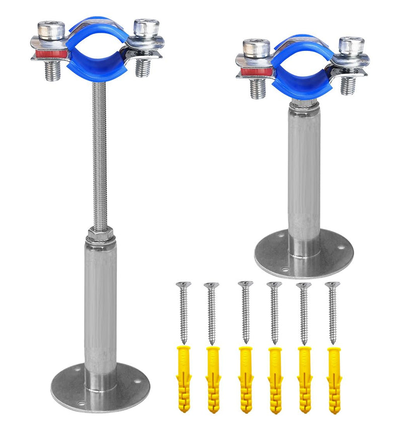 Wall Mount Ceiling Mount Pipe Supports,Adjustable Pipe Clamps Stainless Steel 304,2PCS Suitable for Pipe OD 25-27mm （3/4" Pipe）Adjustable Height 100-200mm Adjustable Height 100-200mm