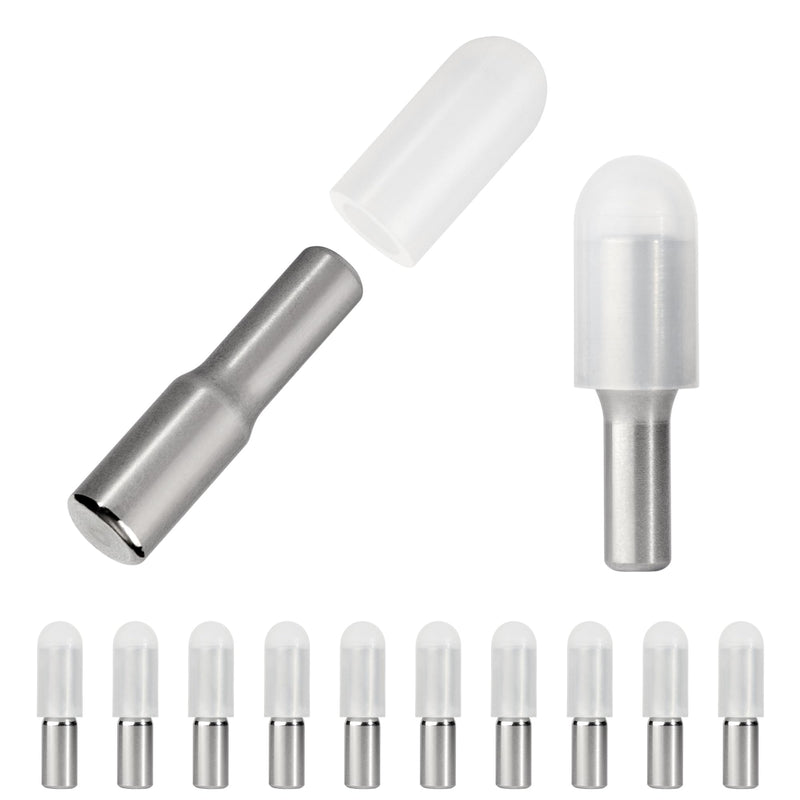 whitesnow 5mm 1/4 Inch Stainless Steel Metal Shelf Pegs Pins Replacement Kitchen Cabinet Shelves Support Holders for Bookshelf Bookcase Cupboard Adjustable Wood Glass Shelving, Pack of 12 Stainless 12 pack