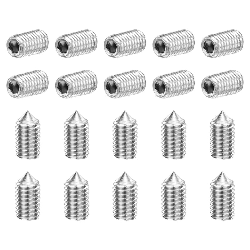 uxcell 40Pcs Set Screws M5x10mm 304 Stainless Steel Cone Point Hex Socket Grub Screws for Machinery, Home Repairs, and Fixtures Silver 40