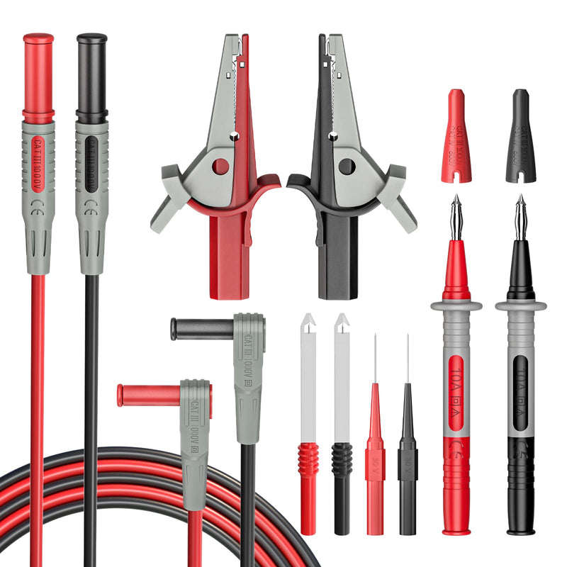 Goupchn Multimeter Test Leads Kit 10PCS Test Cable Probes 4mm Banana Plug with Alligator Clips Wire Piercing Probes for Electrical Testing 1000V 10A