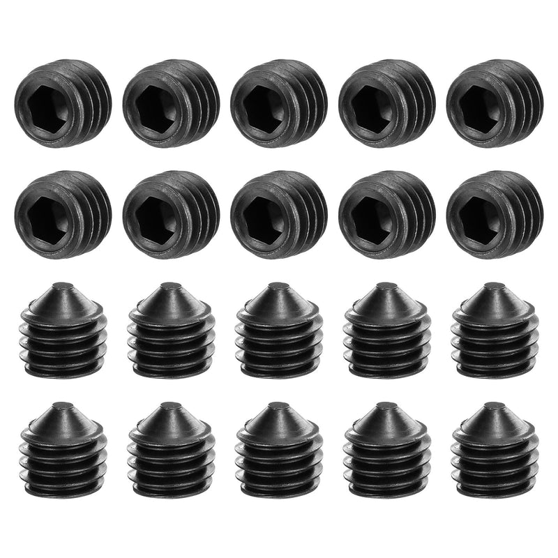 uxcell 20Pcs Set Screws M8x8mm Carbon Steel Cone Point Hex Socket Grub Screws for Machinery, Home Repairs, and Fixtures Black 20