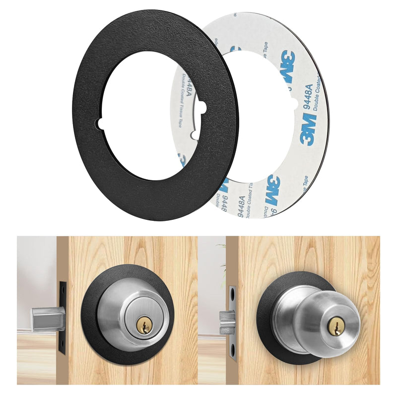 Door Knob Plates Round Version, Matte Black, Thick, Door Reinforcement Plate, Scar Plates for Door Knob/Deadbolt, Door Handle Cover Filler Fixing Repair Backplate (2 Pcs, Matte Black) 2