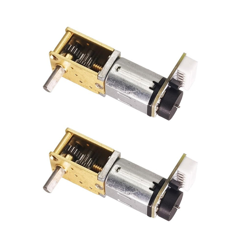 2Pcs DC 12V 16RPM Φ3x8mm Single Shaft N20 Worm Gear Motor with Encoder, 3-12V 4-381RPM Best for Automation and Robotics (12-16) 12V 16 RPM 2