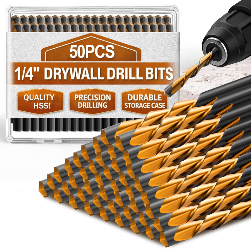 Tondiamo 50 Pcs Drywall Cut Out Bit 1/4 Inch Guide Point Cutting Router Bits Tools for Use with Spiral Saw