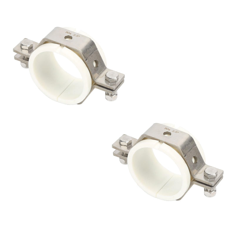 QiiMii 2.5" Hexagon Tube Hanger Stainless Steel SS304 with Cushion,Adjustable Pipe Bracket Clamp Pipe Strap,2 pack 2 PACK 2.5 Inch