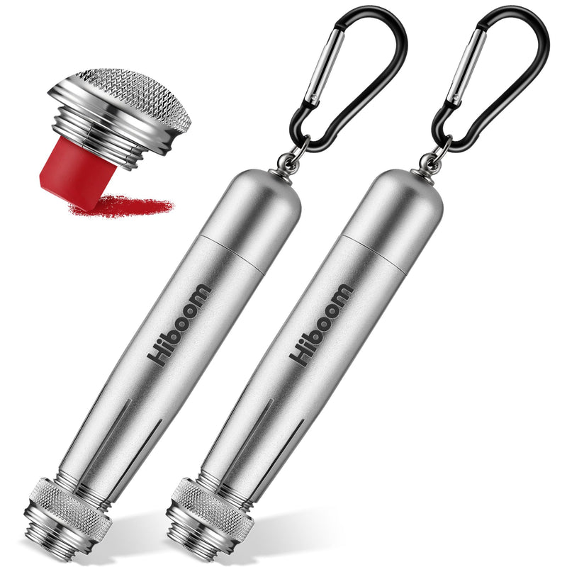 Hiboom 2 Pack Heavy Duty Crayon Holder with Spring D Rings Buckle, Industrial Lumber Crayon Holder Adjustable Metal Holder for 1/2" Round or Hexagonal Crayons, Ferro Rods, or Large Chalk (Silver) Silver