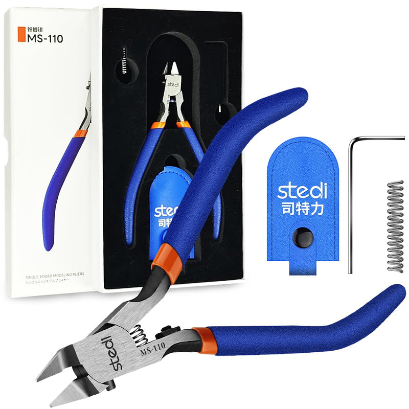 stedi Model Nipper, Sprue Cutter with Ultra-thin Single-Blade and Stiff Spring Hobby Nippers for Gundam Repairing Plastic Model and Miniature Model, Orange Single-Blade Nippers