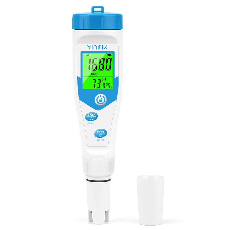 pH Salt Meter for Home, Simultaneous Display of pH TDS for Household Water, 2024 New Upgraded 5 in 1 EC Temp Salt TDS pH Tester for Saltwater Pool,Hot Tubs,Home Brewing,Aquarium, Hydroponics