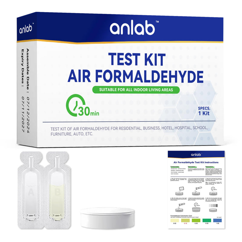 anlab™ Air Formaldehyde (HCHO) DIY Test Kit - Used for Air Quality Testing, Detector Used for Home, Residential, Business, Hotel, Hospital, School, Furniture, Auto (Pack of 1)