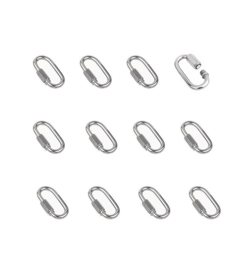12 Pcs M3.5 Stainless Steel Chain and Rope Quick Coupler Links, High Strength and Large Load-Bearing Locking Carabiner Connector Snaps, 1.5"(L) x 0.8"(w), Link Diameter 0.14" M3.5 - 12Pcs - NewNest Australia