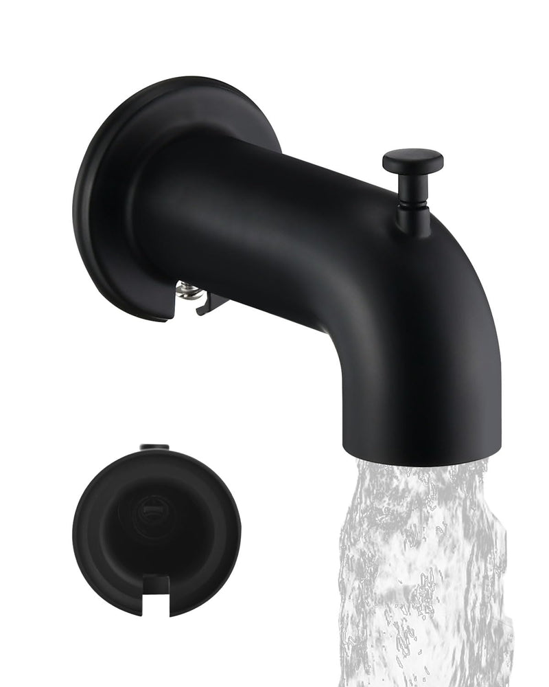 Extra Long Tub Spout with Diverter, Fits for 1/2" IPS Threads,Matte Black Matte Black