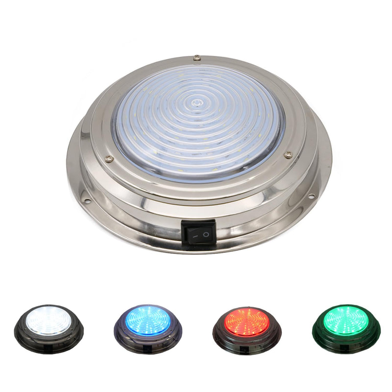 Marine Boat Dome Lights, 7 Inch RGBW LED Cabin Light with Toggle Switch, 12V Interior Lamp with Stainless Steel Surface Mount