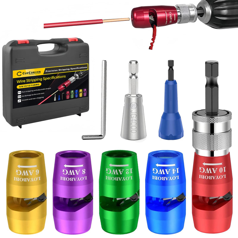 Wire Stripper for Drill,Multi-Spec 6/8/10/12/14 AWG,Wire Twister Tool for Drill,High-Efficiency Drill Wire Stripper,Electrical Tools Wire Nut Twister, AWG Wire Stripper for Electricians