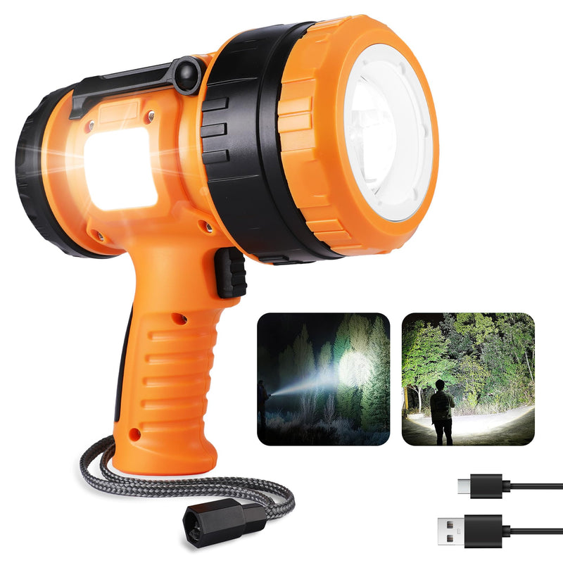 EverBrite Rechargeable Spotlight with Adjustable Focus, Handheld LED Spotlight Flashlight with 5 Modes, 600M Range, Spot Light for Hunting Boating Camping Hiking Outdoors Searching, 1200 Lumens