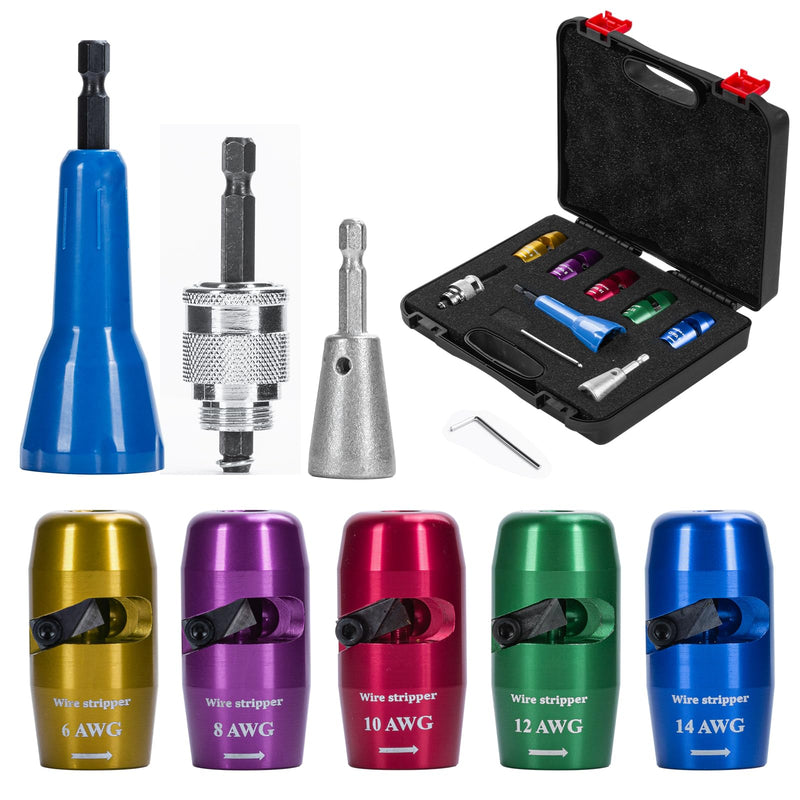 Wire Stripper Twister Tool for Drill, 2024 Upgraded Wire Stripping Tool & Wire Twisting Connector for Cutters 6-14 AWG, 8 In 1 Professional Electrician Wire Nut Twister Stripping and Twisting Tool