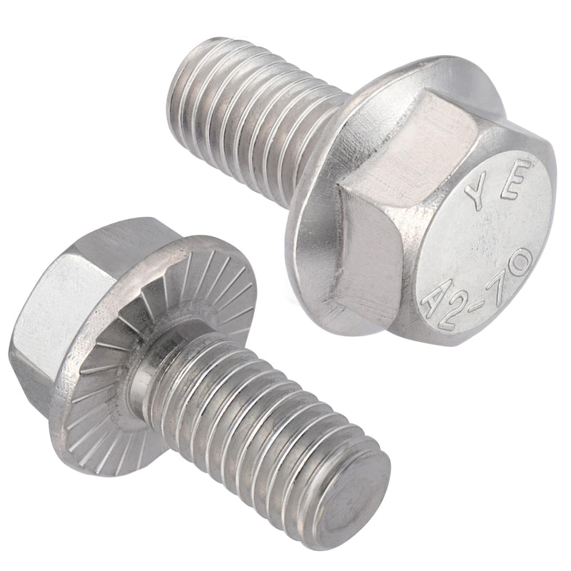 M8-1.25 x 16mm Flanged Hex Head Bolts,304 Stainless Steel 18-8,Fully Threaded,Silver External Flange Hex Drive Screws,Pump,Fix Car,DIY Project(28Pcs) M8x16mm Silver