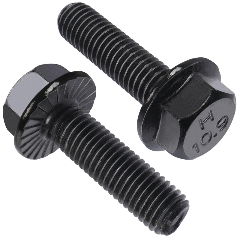 M8-1.25 x 25mm Flanged Hex Head Bolts,External Flange Hex Drive Screws,Class 10.9 Black Zinc Plated,Alloy Steel,Full Coarse Thread,Pump,Fix Car,DIY Project(23Pcs) M8x25mm
