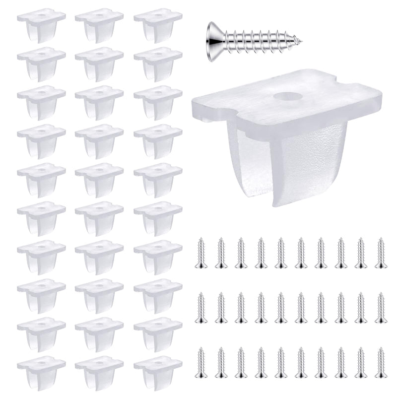 Waterproof LED Strip Mounting Clips Holder Mounting Bracket Neon Mounting Clips Fixing Clamps Holder with 30 Screws for 5mm to 6mm LED Strip Lighting, Translucent, Pack of 30 30 pcs