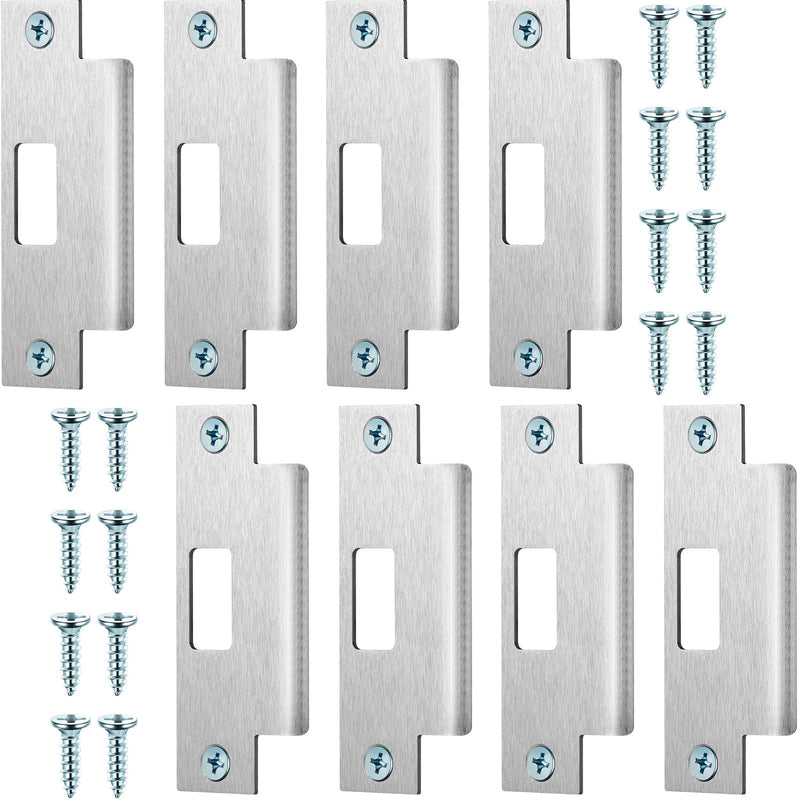 Tandefio 8 Pcs 4 7/8 Inch x 3 3/8 Inch x 1 1/4 Inch Deadbolt Strike Plate Stainless Iron Door Strike Plate Door Reinforcement Plate Door Backplate with Screws for Heavy Duty Residential Use