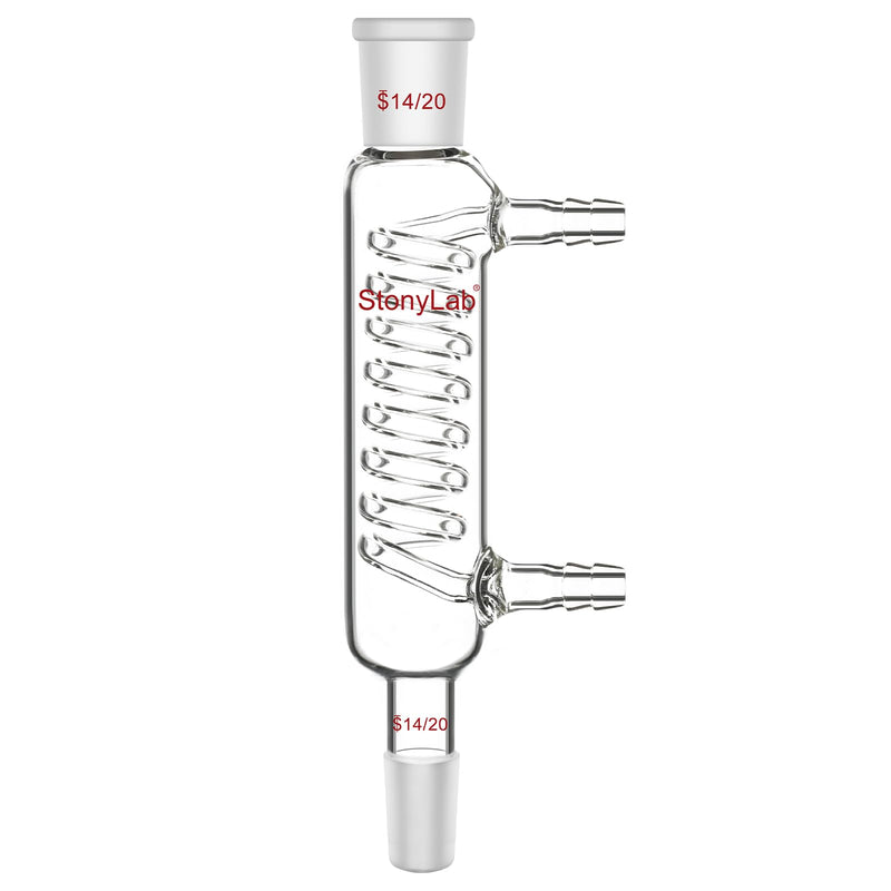 stonylab Graham Condenser, 3.94 inch Small Cooling Path, 14/20 Joint, Laboratory Glassware for Precise Microscale Condensation and Reflux Processes