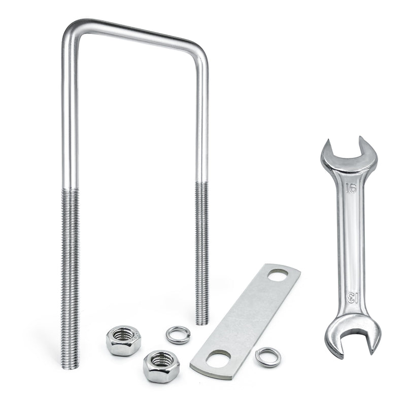 1 Sets M10 Square U-Bolts,u-Bolts 3 inch Wide,304 Stainless Steel Square u-Bolts,with Nuts,Bolt Plate and washers M10 x 80mm x 200mm 1