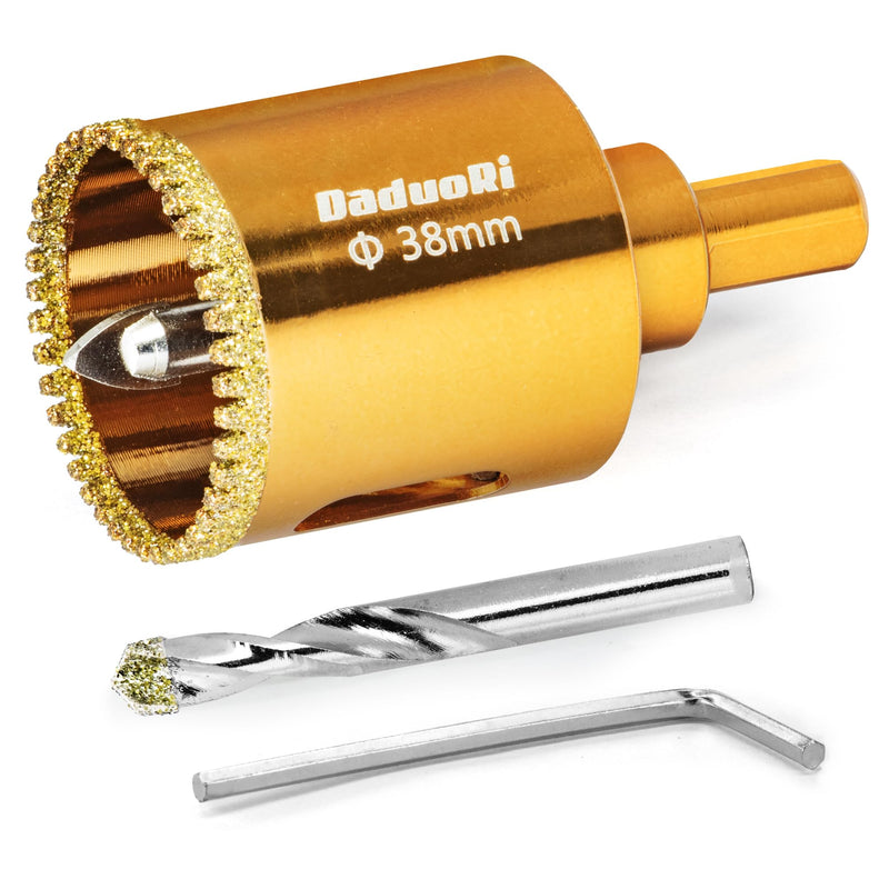 1-1/2" Serrated Diamond Hole Saw with 2Pcs Removable Pilot Bits, Easy-Align for Precise Drilling in Porcelain, Ceramic, Granite, and Marble (1.5" Countertop Drill Bit) 38mm | 1-1/2"