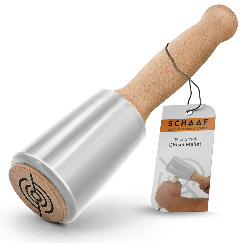 Schaaf Wood Carving Tools 15oz Small Wooden Mallet, Woodworking Rubber Mallet Hammer, Wood Mallet Urethane Head Absorbs Force to Protect Woodworking Tools, Comfortable Ergonomic Wood Hammer Medium White