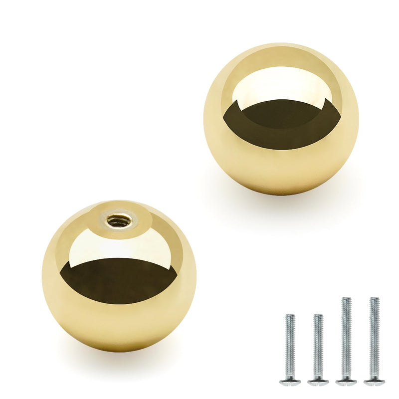 10 Pack Polished Gold Ball Cabinet Knobs 1 Inch(25mm) Diameter Zinc Alloy Shiny Gold Drawer Dresser Pulls Polished Brass Kitchen Cupboard Handles Bathroom Furniture Hardware