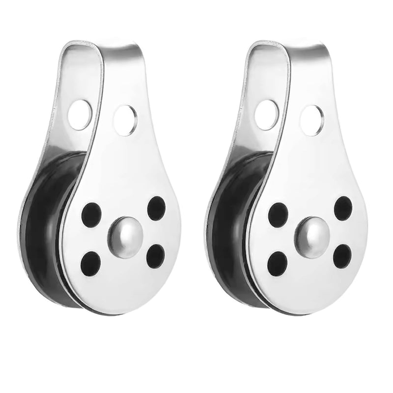 QISHUO SUS316 Nylon Steel Rope Pulley System Wheel Outdoor Steel Pulley Smooth Cable Rigging Pulley Block Outdoor Suitable for 0.08 to 0.32 Inch Ropes 2Pcs 2