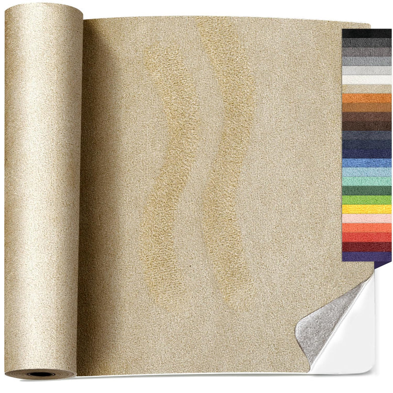 16 x 59 inches Cream White Faux Suede Repair Patch - Self Adhesive Fabric Patches with Adhesive Backing for Car Interior, Jewelry Boxes 16X59 inch