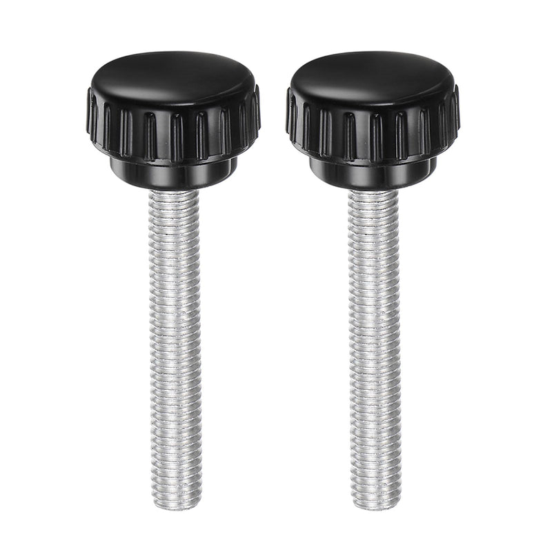 uxcell 2pcs Knurled Clamping Knobs M8 x 55mm Metric Zinc Plated Carbon Steel Male Thread Thumb Screw on Type 30mm Plastic Round Head Threaded Hand Bolt Stud Knobs Black M8 x 55mm x 30mm