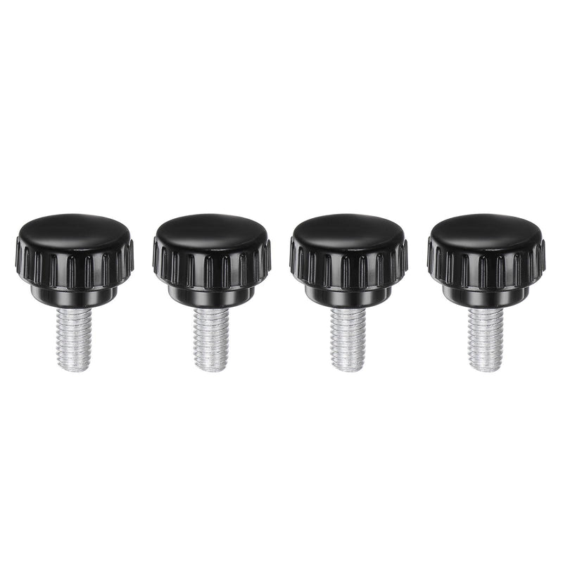 uxcell 4pcs Knurled Clamping Knobs M8 x 16mm Metric Zinc Plated Carbon Steel Male Thread Thumb Screw on Type 30mm Plastic Round Head Threaded Hand Bolt Stud Knobs Black M8 x 16mm x 30mm