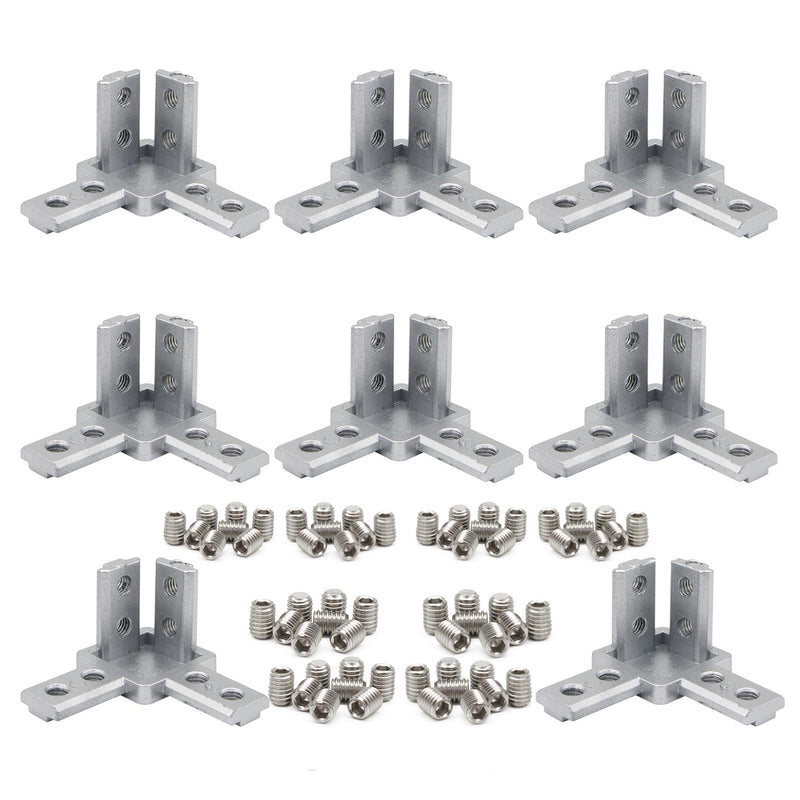 8Pcs 10 Series Aluminum Extrusion Profile Tri Bracket 3-Way End Corner Right Angle 1" x 1" 1 Inch Connector with Screws for 1010 Extruded Aluminium Esquina Profil 8 sets 3 way bracket with m5