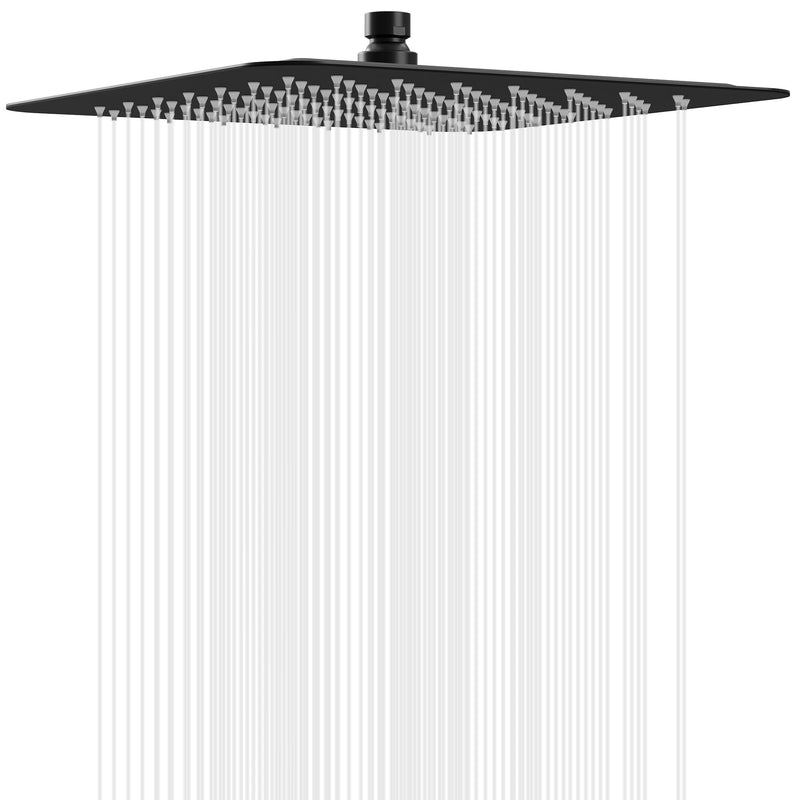 Esnbia 10" Rain Shower Head, Stainless Steel Rainfall Ceiling Mount Shower Head, 2.5 GPM Water Flow, Matte Black (Shower Arm Not Include) 10 Inch