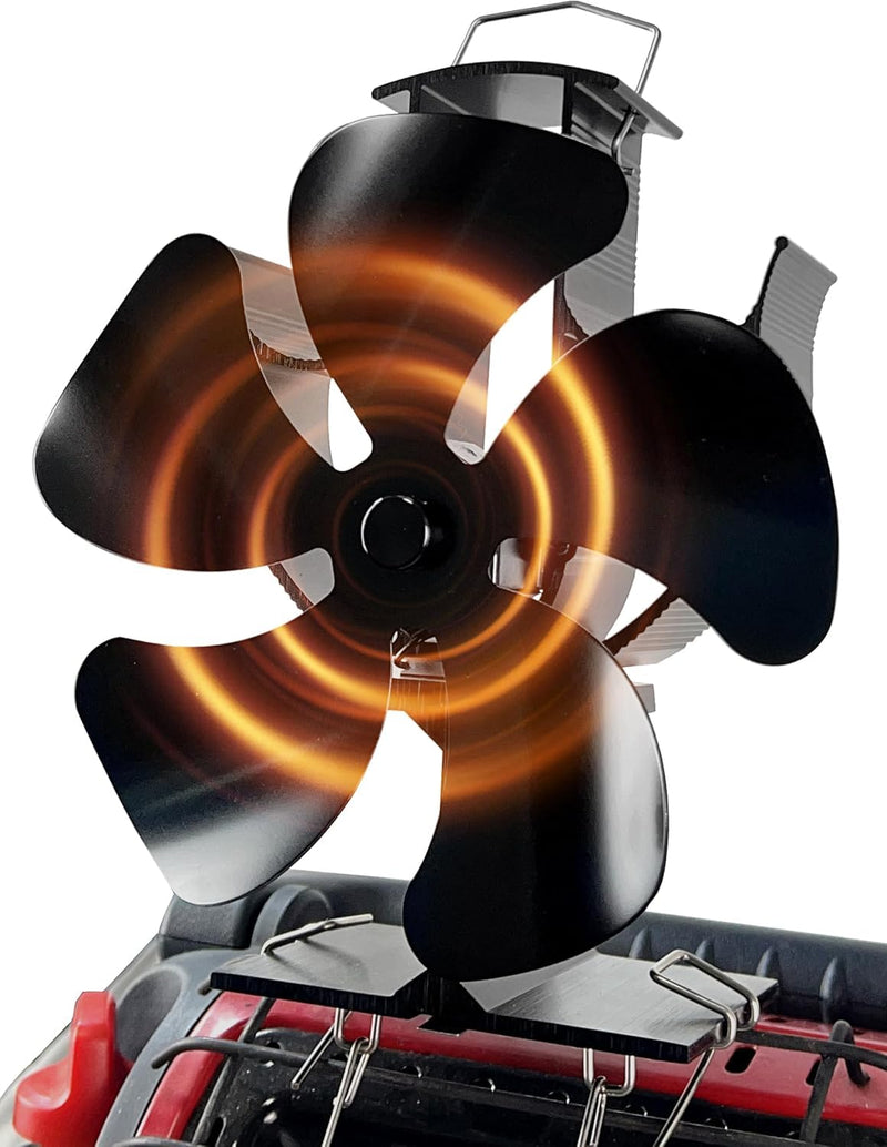 Tomersun Wood Stove Fan Heat Powered Fireplace Fan 5 Blades Stove Fans with Bracket Fixed on Stove, Camping Outdoor/Indoor Use Large