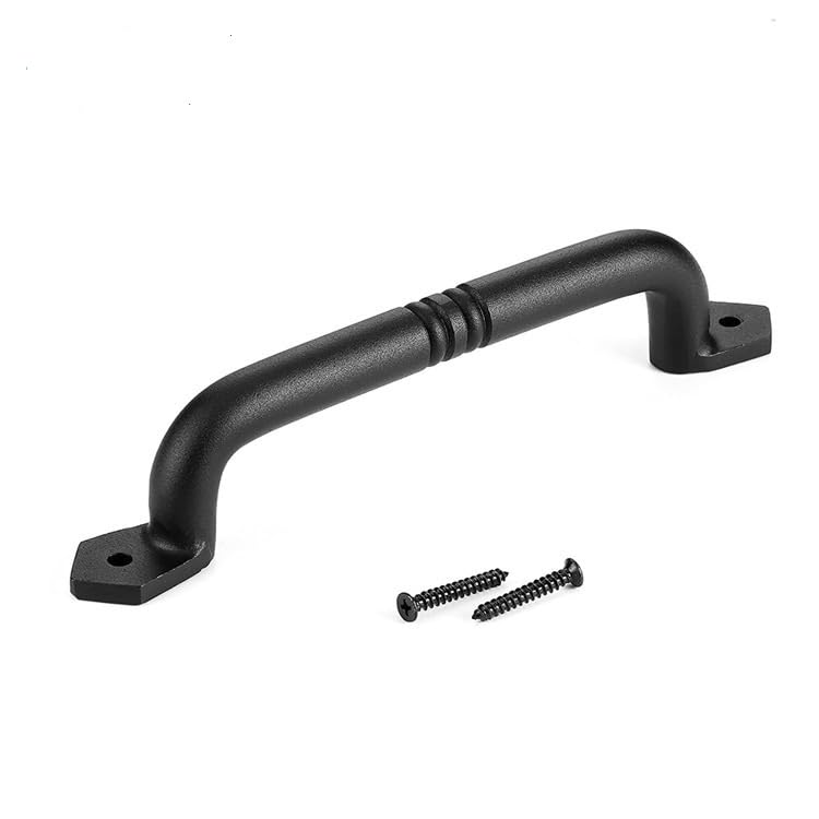 SUYA 9.06 Inch Matte Black Round Sliding Barn Door Handle,1 PCS | Heavy Duty Carbon Steel,Rustic Gate Handle Pull for Sliding Door Cabinet Closet drawer Garage Shed,Exterior and Interior use
