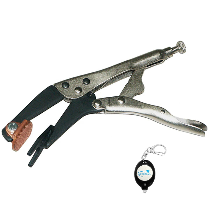 Steck Manufacturing Plugweld Pliers 23230 - Welding Pliers With Copper Alloy Backing, Locking Auto Body Tools - Bundle With Keychain