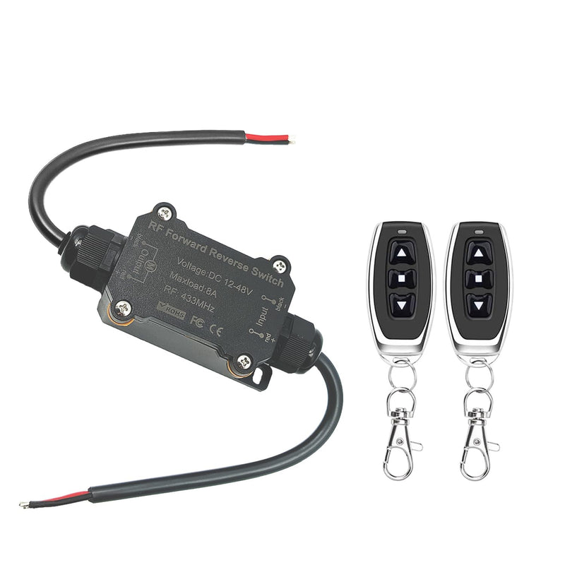 DC12V Forward and Reverse Remote Control Switch，Waterproof Wireless DC Motor Remote Control Switch DC12V/48V/8A Linear Actuator Remote Switch for DC Motor,Winch Solenoid Relay Contactor DC12V-48V Forward and reverse switch