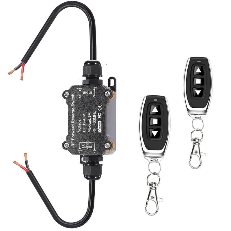 Forward Reverse Switch,DC12V-48V Waterproof Linear Actuator Remote Control Switch, Wireless DC Motor Switch with 8A Relay,164ft Range for Linear Actuator,Winch Solenoid Relay Contactor.