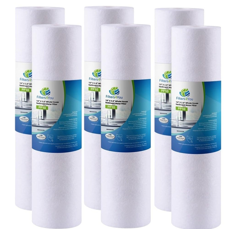 CFS – Sediment Replacement Water Filter Cartridges Compatible with GE GXWH01C, GXRV10ABL, GX1S01C, GXSV10C, GXSL03C, GX1S15C, FXWTC, FXUSC, FXWPC & FXWSC Models – 2.5" x 10" – 5 Micron (6 Pack) 6 Pack (Filter Cartridges)