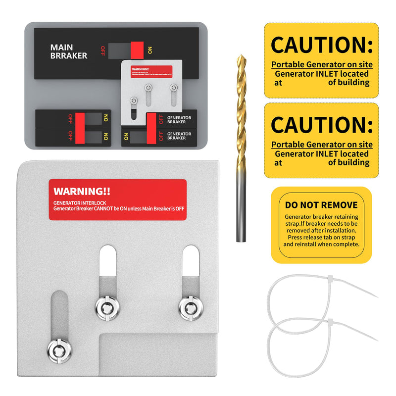 Joinfworld Generator Interlock Kit Compatible with Square D QO or Homeline 150 and 200 Amp Panels, Interlock Kit with 1 3/8 Inch Spacing Between Main and Generator Breaker SD&DQ-200A