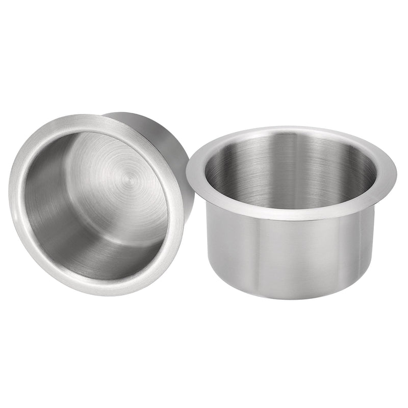 uxcell 2 Pcs 201 Stainless Steel Drop-in Cup, 2.44" x 4.6" Drink Can Holder Poker Table Cup Holder Insert for Sofa Boat Car Marine, Silver 2.44" x 4.6"
