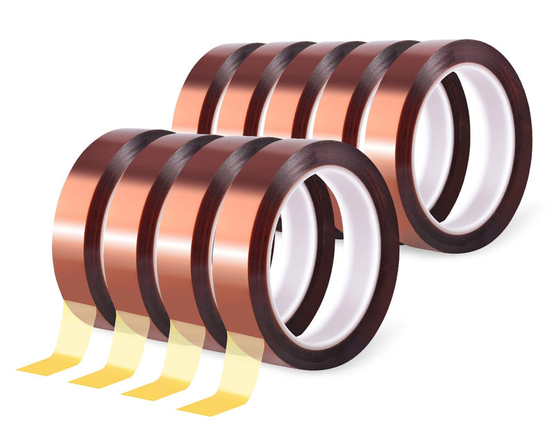 9 Rolls 10mm×30m (98Ft) Sublimation Tape Heat Tape Transfer Tape High Temperature Heat Resistant Tape, Heat Tape for Sublimation Heat Press Electronic Soldering Masking, No Residue 9