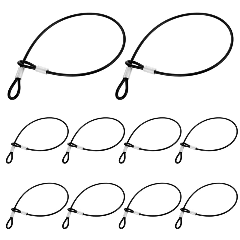 10PCS Stainless Steel Cable with Loops, 12 Inch 2mm Security Cable Short Wire Lock Cable Lanyard Chain Link Lock Vinyl Coated Thin Wire Rope for Outdoor Gates, Bikes, Luggage