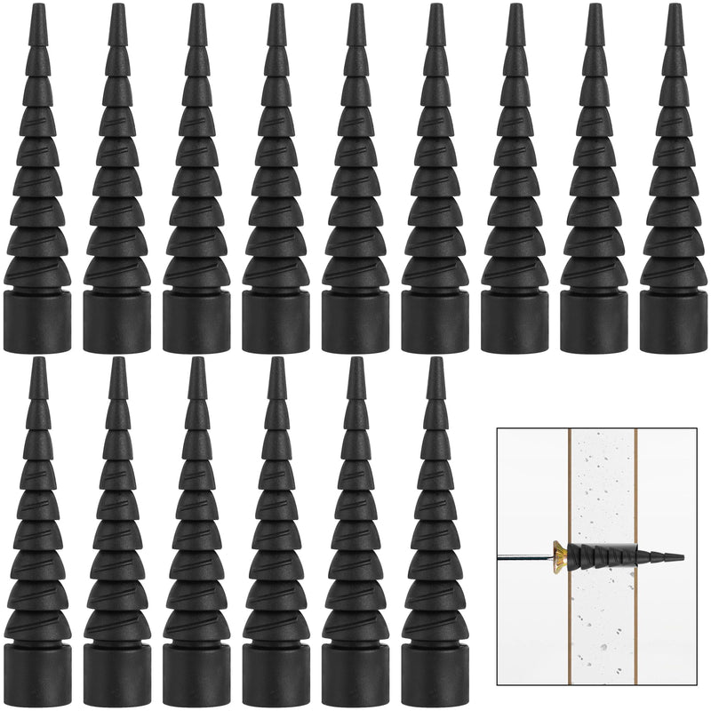 15 Pcs Wood Anchor Stripped Screw Hole Repair Kits-Door Hinge Hole Repair Kits Fit Screws Sizes #2 to #18-Adjustable Wall Anchors for Wood Door Drywall Hole Repair Normal Black 15