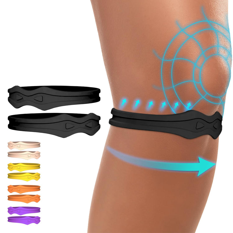 Fitgeno Knee Strap Patella Support: Knee Band for Patellar Tendon Pain Relief - Knee Brace for Tendonitis Jumpers Running Sports Basketball Men Women 2 Packs (Black) Black