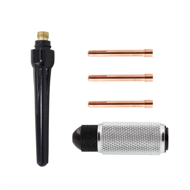 TIG Welding Tungsten Gripper Holder Set TIG Collet Long Back Cup and Fixed Sleeve Kit Tungsten Polish Gripper 5PCS