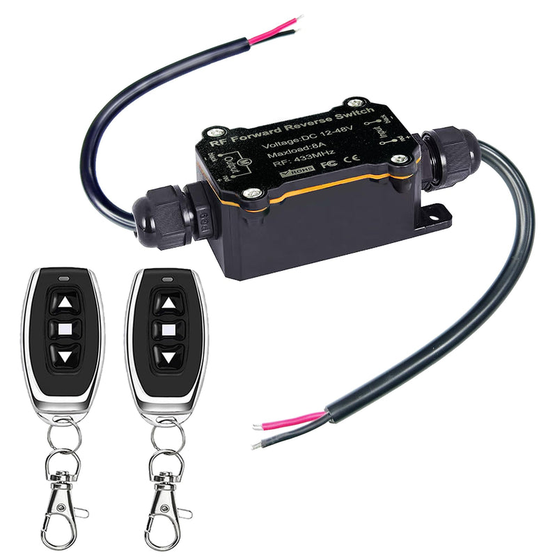 Forward and Reverse Remote Control Switch,DC 12V to 48V 8A Waterproof Remote Control Switch,Linear Actuator 12V Wireless Switch,Up to 165 Feet Control Range,for Shutter Doors,Winch Electromagnetic 12-48V DC