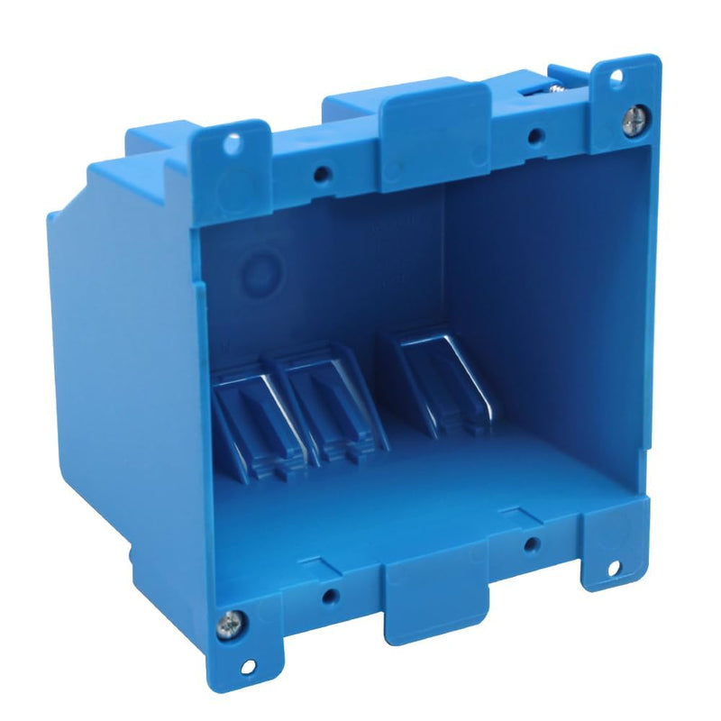 2 Gang Old Work Electrical Box,Blue,25 Cu.in.Switch/Outlet Box,4-1/3-Inch Length by 4-1/6-Inch Width by 2-1/3-Inch Depth,PVC Old Work Outlet Box for Constructions, ETL Certified(1 Pack) 1 2 Gang